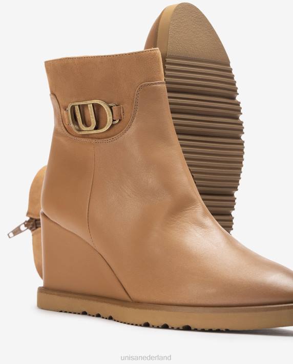 Unisa 02B01010 hoge enkellaars met sleehak vrouwen bruin