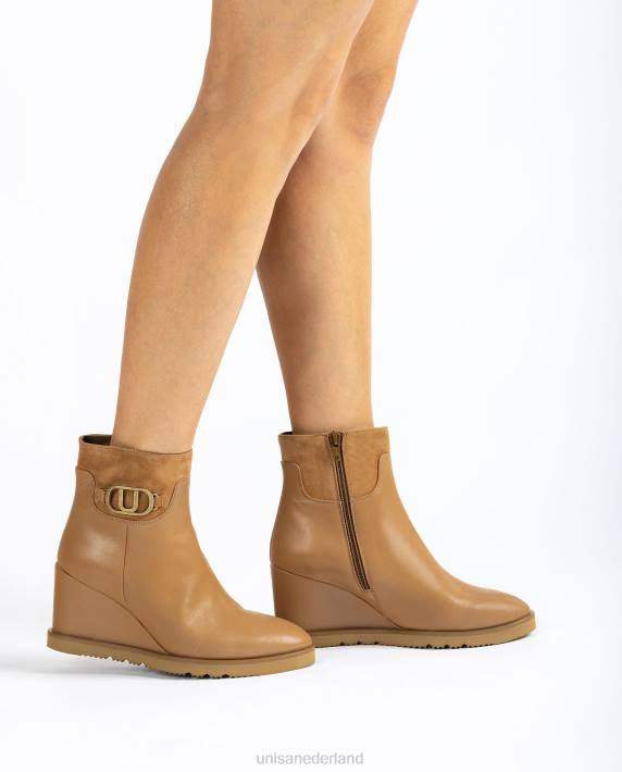 Unisa 02B01010 hoge enkellaars met sleehak vrouwen bruin