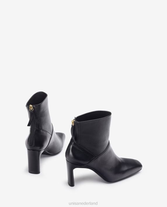 Unisa 02B01013 Enkellaars met vierkante neus en hoge hak vrouwen zwart