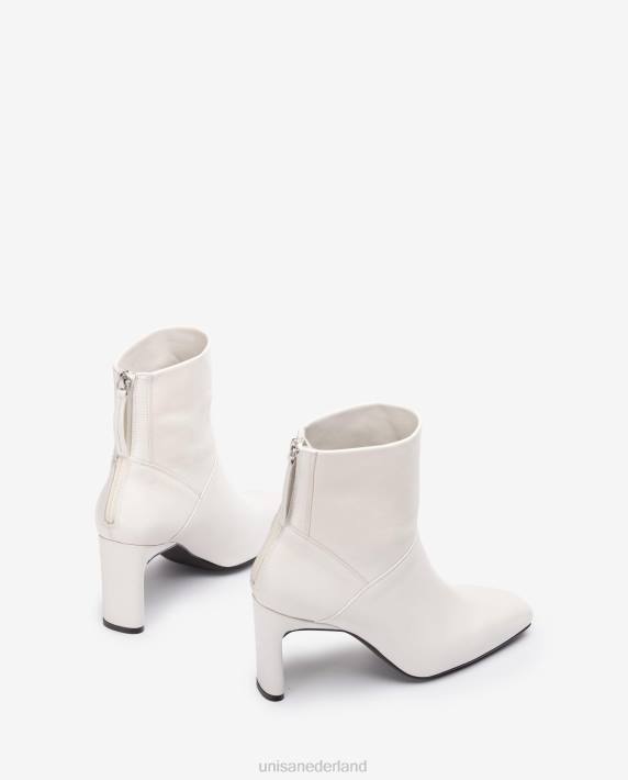 Unisa 02B01014 Enkellaars met vierkante neus en hoge hak vrouwen wit
