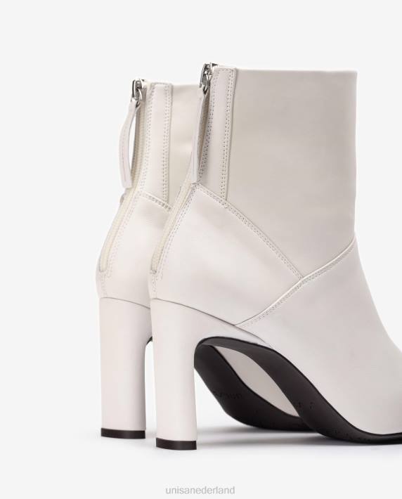 Unisa 02B01014 Enkellaars met vierkante neus en hoge hak vrouwen wit