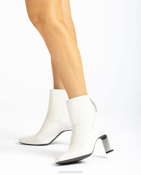 Unisa 02B01014 Enkellaars met vierkante neus en hoge hak vrouwen wit
