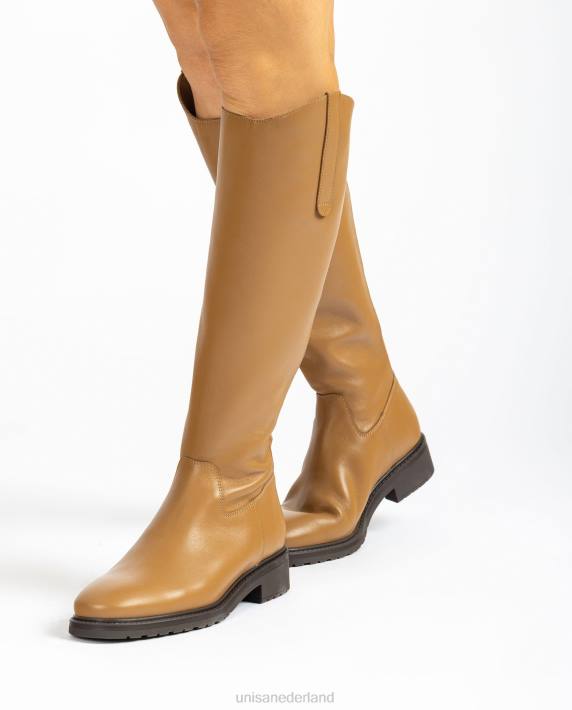 Unisa 02B01022 laars met ritssluiting en kruisje aan de achterkant vrouwen bruin