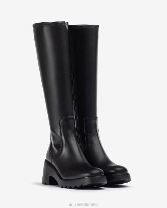 Unisa 02B01036 laars met een ritssluiting aan de binnenkant en een rubberen zool vrouwen bevallig