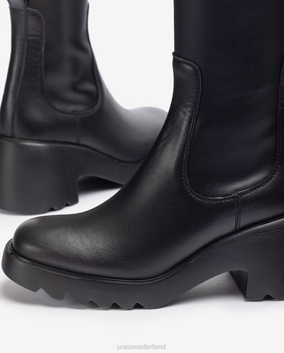 Unisa 02B01036 laars met een ritssluiting aan de binnenkant en een rubberen zool vrouwen bevallig