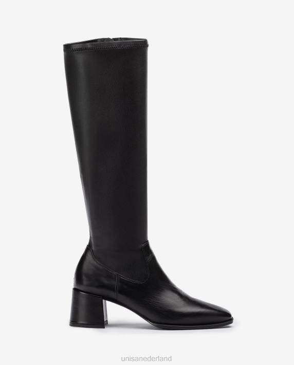 Unisa 02B01040 laars met brede hak en kwart bovenlijn van stretchstof vrouwen mode