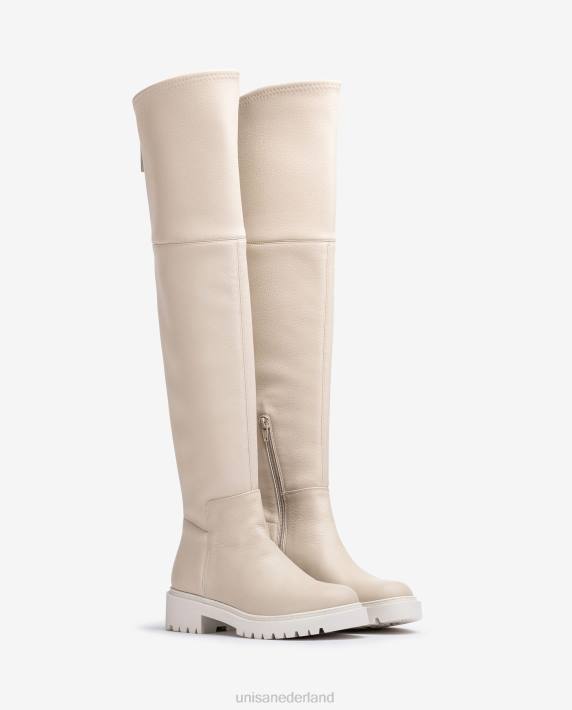 Unisa 02B01050 overknee laars met een track zool vrouwen wit