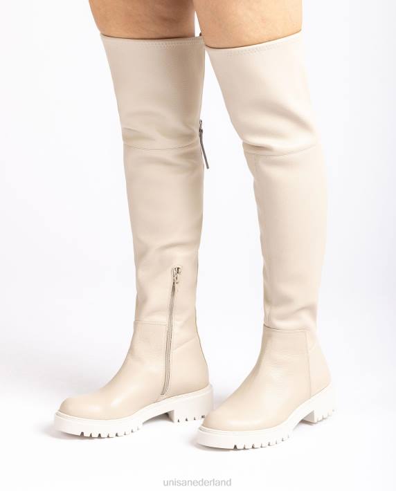 Unisa 02B01050 overknee laars met een track zool vrouwen wit