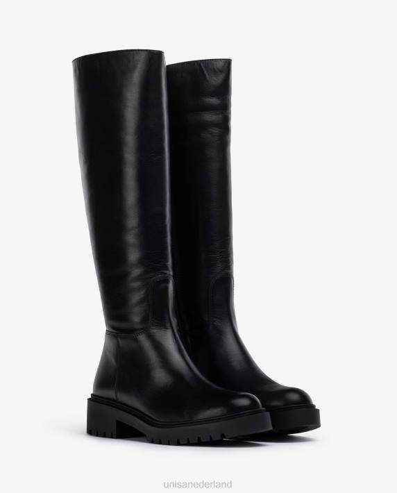 Unisa 02B01051 leren laars met trackzool vrouwen zwart