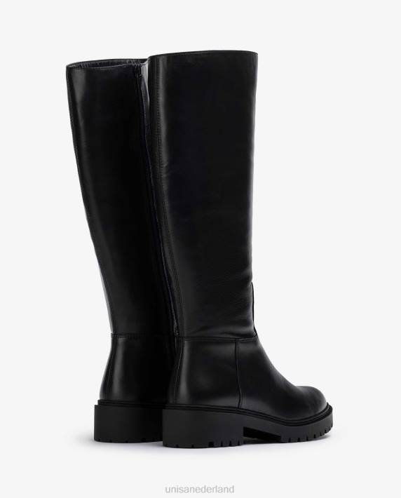 Unisa 02B01051 leren laars met trackzool vrouwen zwart