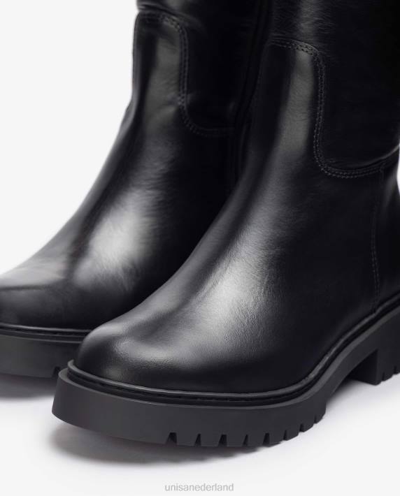 Unisa 02B01051 leren laars met trackzool vrouwen zwart