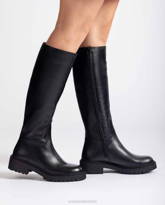 Unisa 02B01051 leren laars met trackzool vrouwen zwart