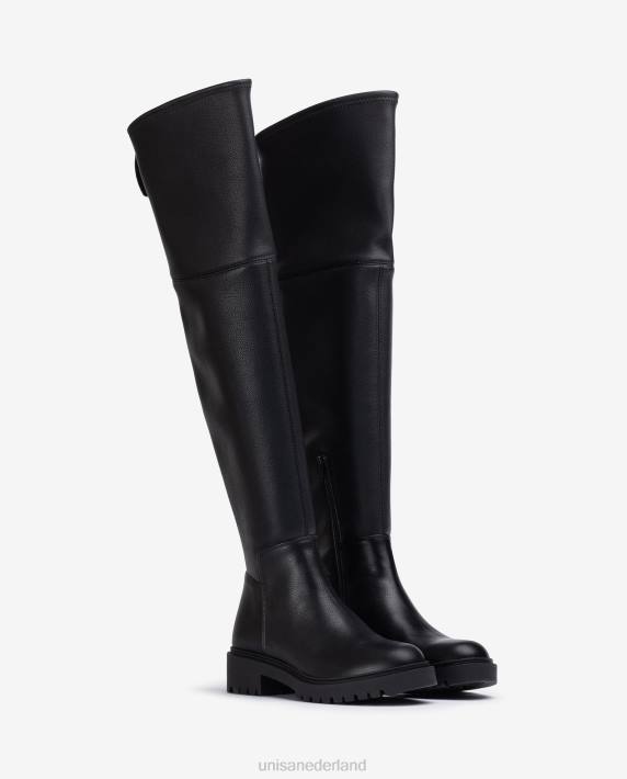 Unisa 02B01052 overknee laars met een track zool vrouwen zwart