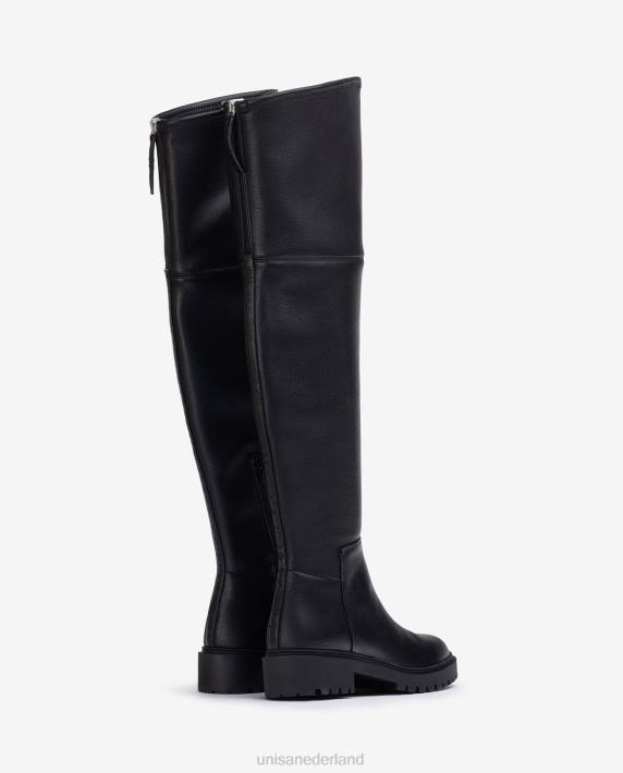 Unisa 02B01052 overknee laars met een track zool vrouwen zwart