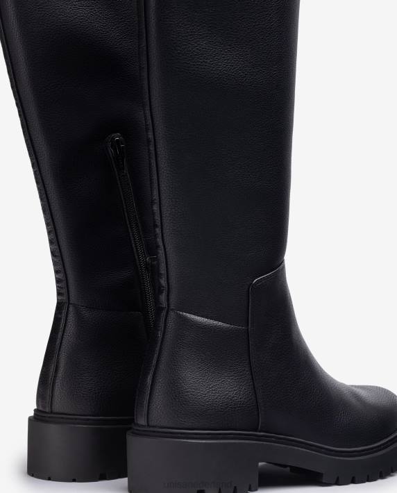 Unisa 02B01052 overknee laars met een track zool vrouwen zwart