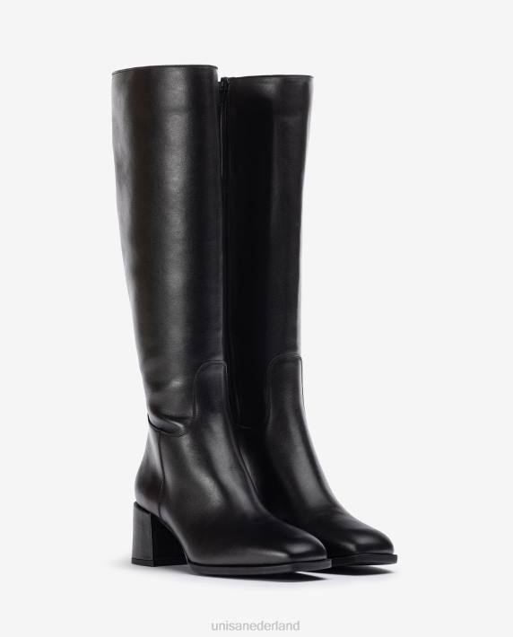 Unisa 02B01054 laars met vierkante neus en brede hak vrouwen zwart