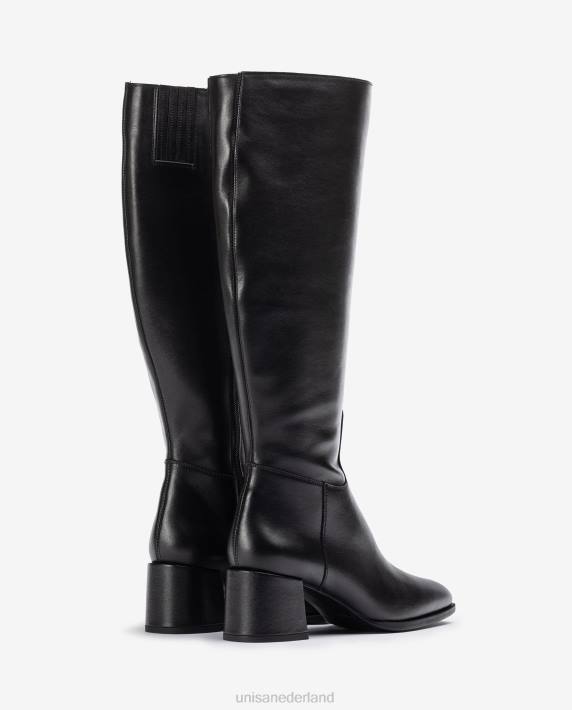 Unisa 02B01054 laars met vierkante neus en brede hak vrouwen zwart