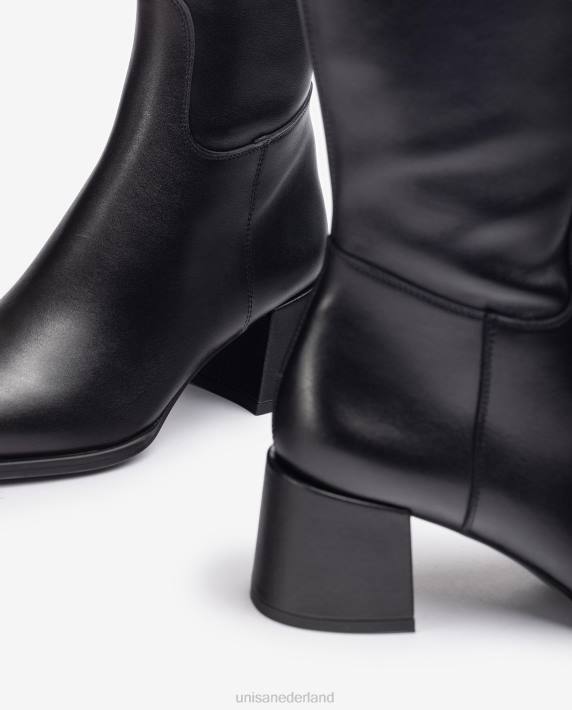 Unisa 02B01054 laars met vierkante neus en brede hak vrouwen zwart