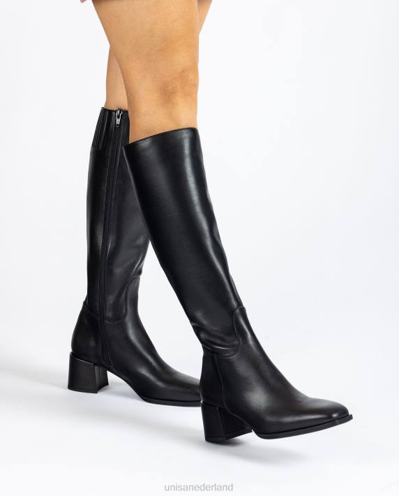 Unisa 02B01054 laars met vierkante neus en brede hak vrouwen zwart