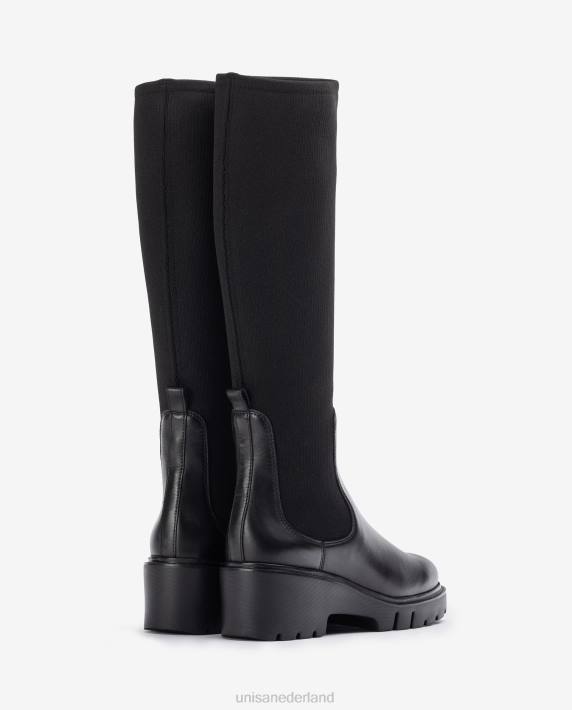 Unisa 02B01058 leren laars met een kwart bovenlijn van stretchstof vrouwen bevallig