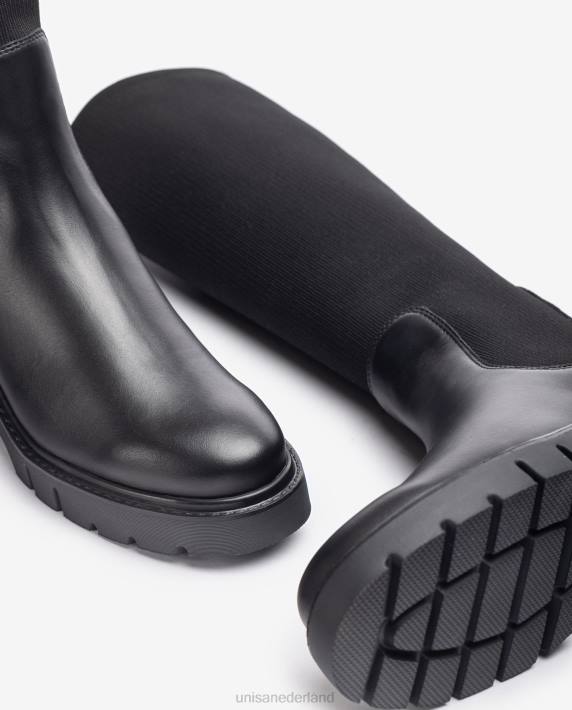 Unisa 02B01058 leren laars met een kwart bovenlijn van stretchstof vrouwen bevallig