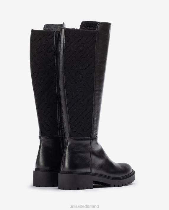 Unisa 02B01065 leren laars met stretchstof met patroon vrouwen bevallig