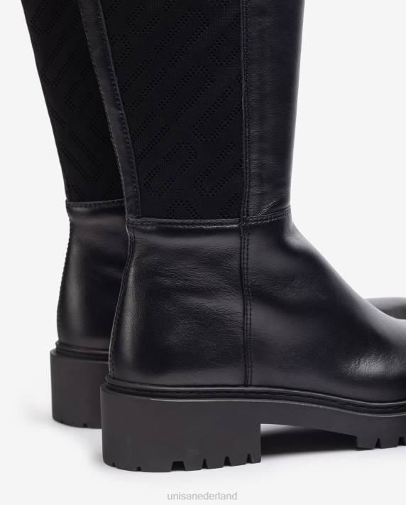 Unisa 02B01065 leren laars met stretchstof met patroon vrouwen bevallig