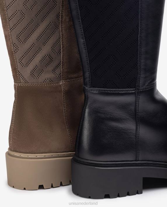 Unisa 02B01065 leren laars met stretchstof met patroon vrouwen bevallig