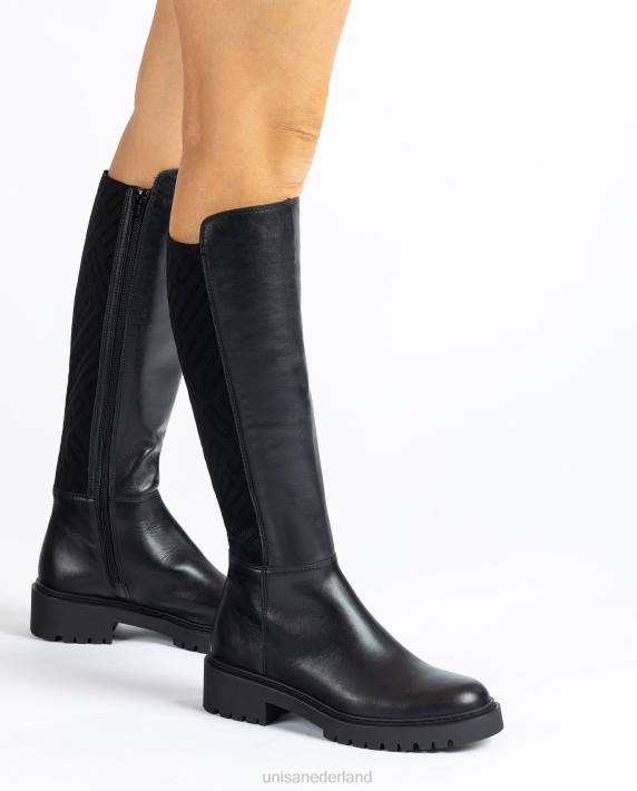 Unisa 02B01065 leren laars met stretchstof met patroon vrouwen bevallig