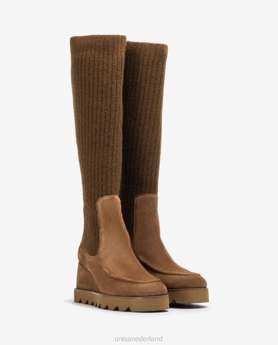 Unisa 02B01073 laars met een geribbelde stoffen sok vrouwen bevallig