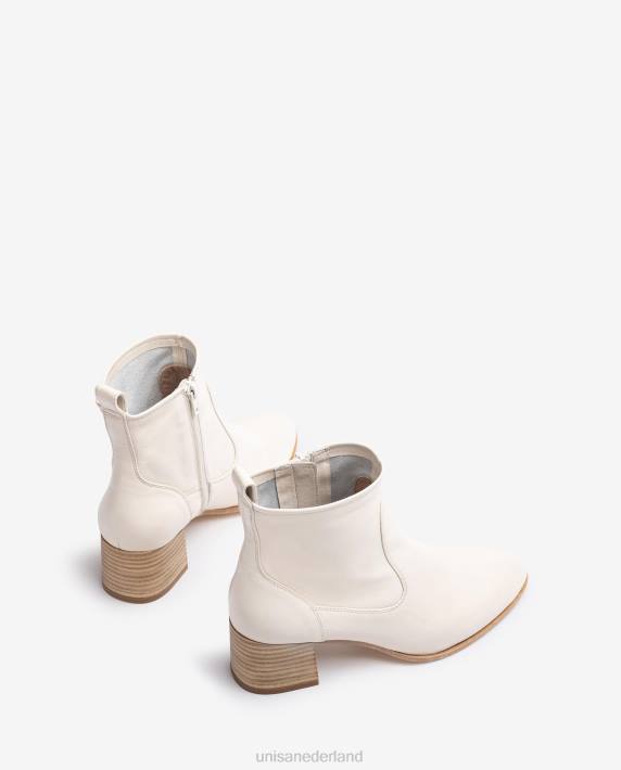 Unisa 02B0846 leren enkellaars met hak vrouwen wit