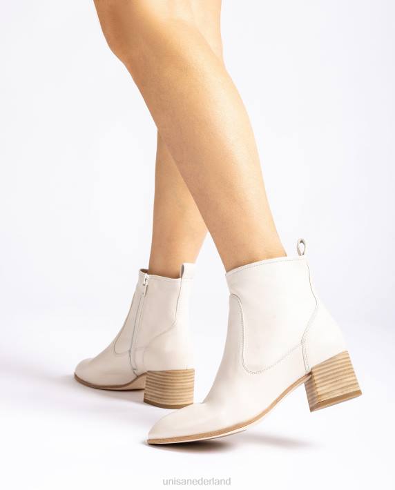 Unisa 02B0846 leren enkellaars met hak vrouwen wit