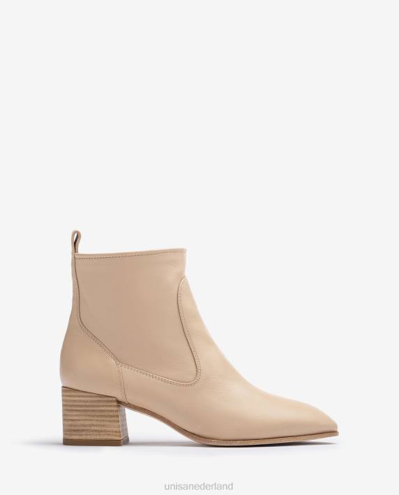 Unisa 02B0847 leren enkellaars met hak vrouwen beige