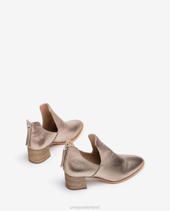 Unisa 02B0852 enkellaars van leer met metallic effect vrouwen bronzen