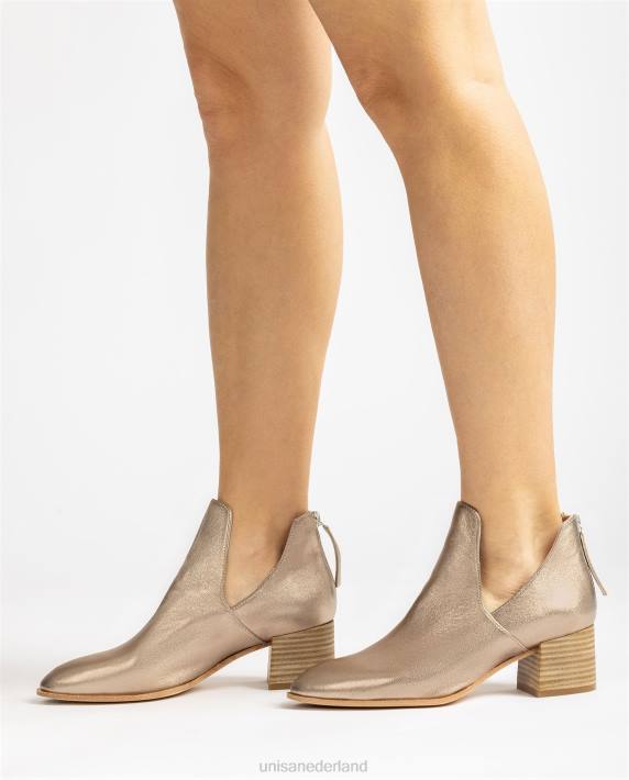 Unisa 02B0852 enkellaars van leer met metallic effect vrouwen bronzen