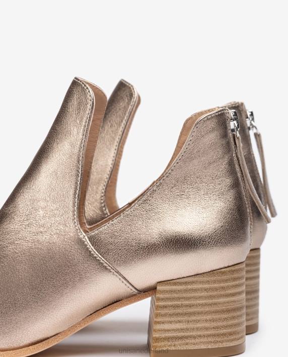 Unisa 02B0852 enkellaars van leer met metallic effect vrouwen bronzen