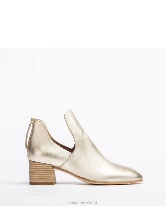 Unisa 02B0873 enkellaars van leer met metallic effect vrouwen goud