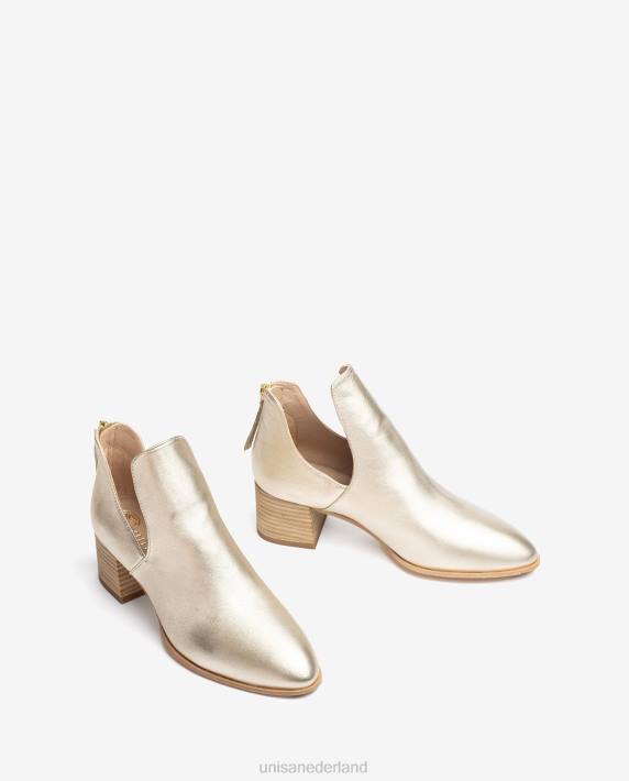 Unisa 02B0873 enkellaars van leer met metallic effect vrouwen goud