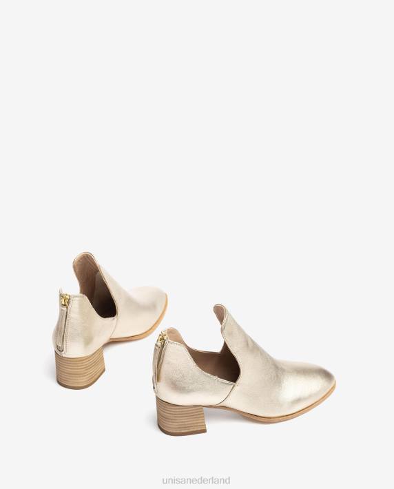 Unisa 02B0873 enkellaars van leer met metallic effect vrouwen goud