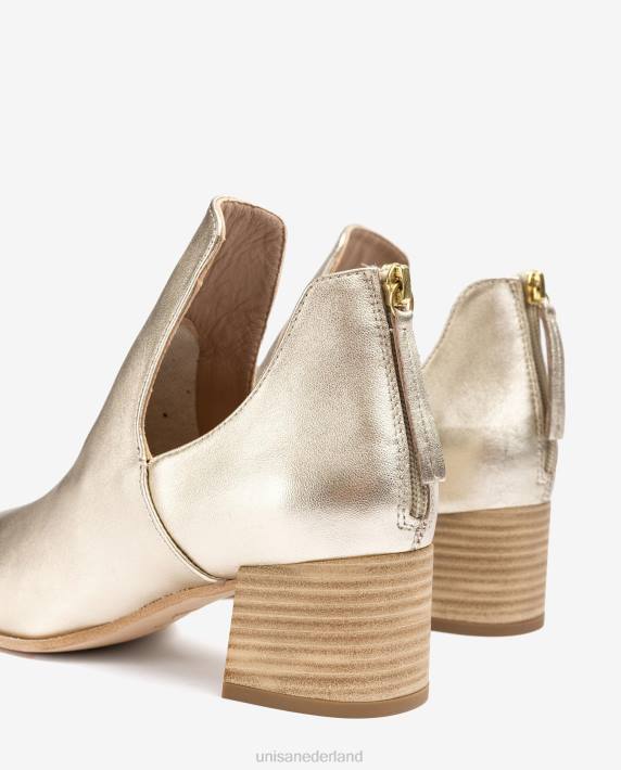 Unisa 02B0873 enkellaars van leer met metallic effect vrouwen goud