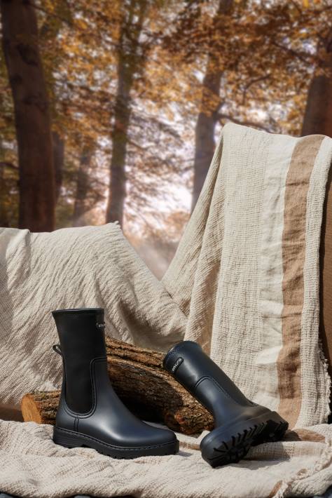 Unisa 02B0875 wellington enkellaarzen elastische schacht vrouwen zwart