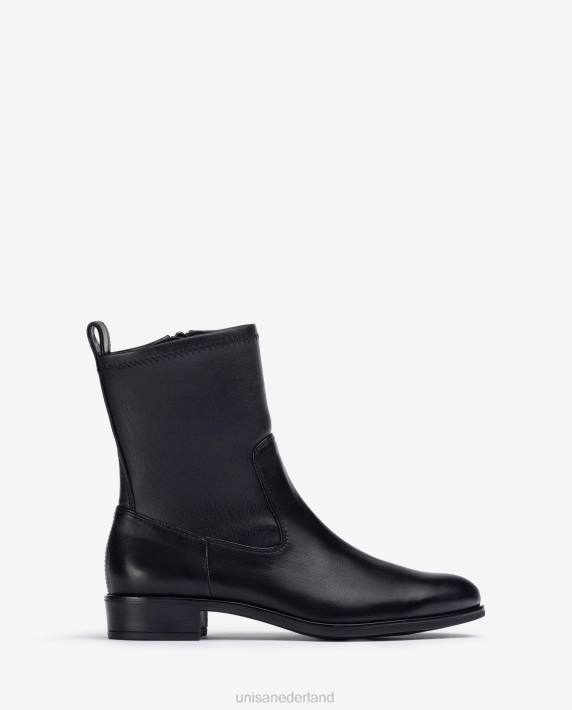 Unisa 02B0884 effen enkellaars met een elastische bovenlijn vrouwen zwart