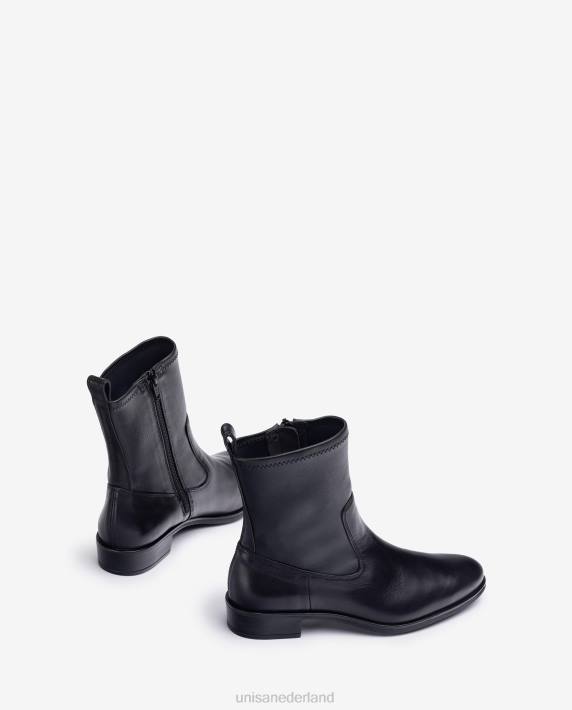 Unisa 02B0884 effen enkellaars met een elastische bovenlijn vrouwen zwart