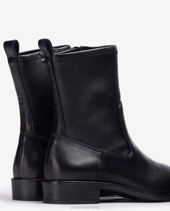 Unisa 02B0884 effen enkellaars met een elastische bovenlijn vrouwen zwart