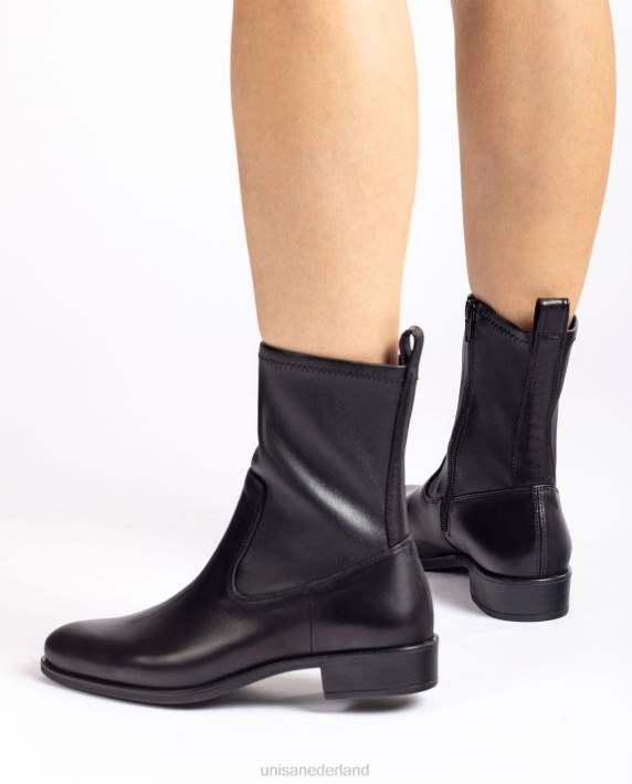 Unisa 02B0884 effen enkellaars met een elastische bovenlijn vrouwen zwart