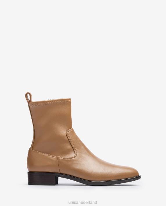 Unisa 02B0885 effen enkellaars met een elastische bovenlijn vrouwen bruin