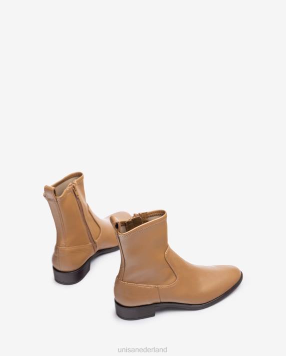 Unisa 02B0885 effen enkellaars met een elastische bovenlijn vrouwen bruin