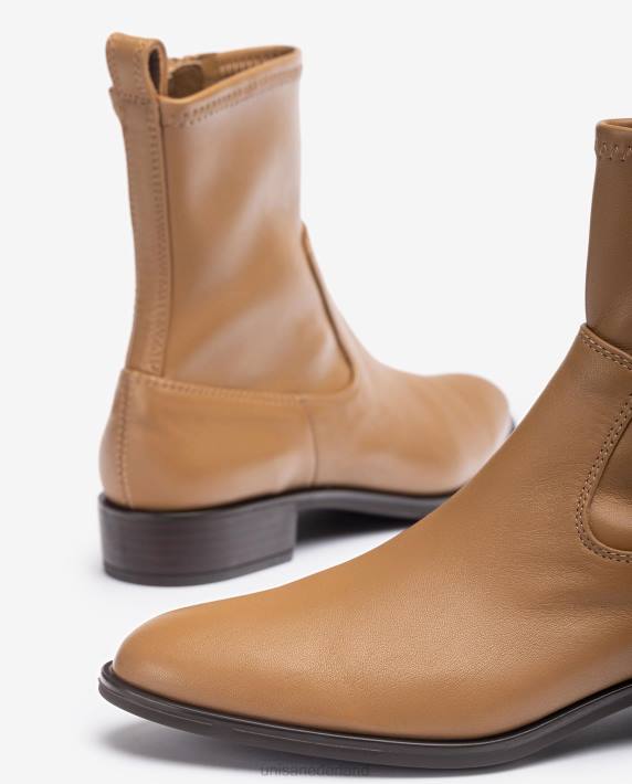 Unisa 02B0885 effen enkellaars met een elastische bovenlijn vrouwen bruin