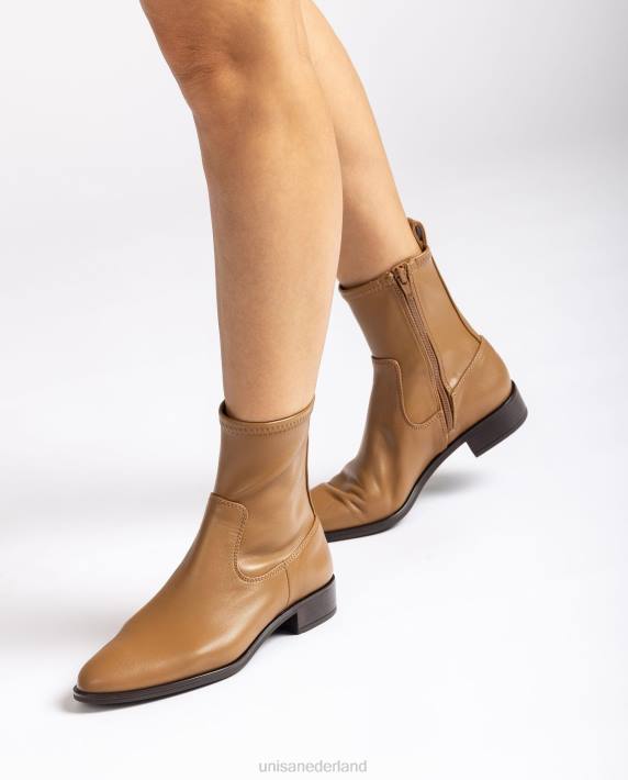 Unisa 02B0885 effen enkellaars met een elastische bovenlijn vrouwen bruin