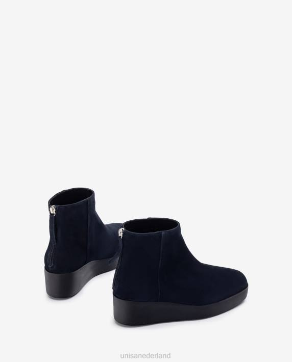 Unisa 02B0895 enkellaarsje met ritssluiting aan de achterkant vrouwen blauw